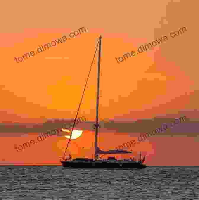 A Sailboat Sails Through A Calm Tropical Ocean, With A Vibrant Sunset In The Distance. Sailing Around The World: The Adventures Of Prince Diamond Part 2