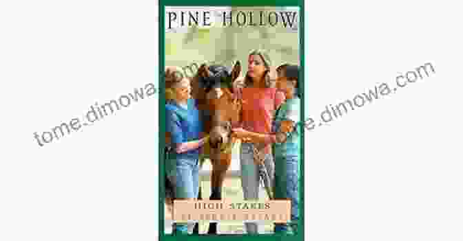 High Stakes Pine Hollow 13 Book Cover Featuring A Group Of Young Equestrian Riders On Horseback, Racing Towards The Finish Line With Determined Expressions. High Stakes (Pine Hollow 13)